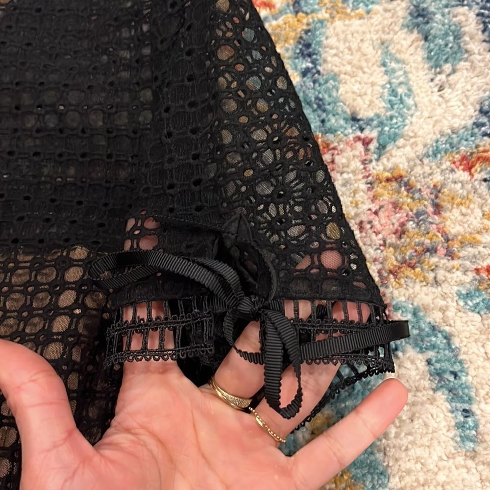 Black Self Portrait Eyelet Peplum Top - Picture 10 of 12